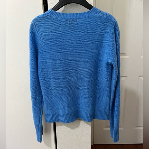 Aqua Women's Blue Cashmere Cable Knit Sweater - Picture 3 of 3